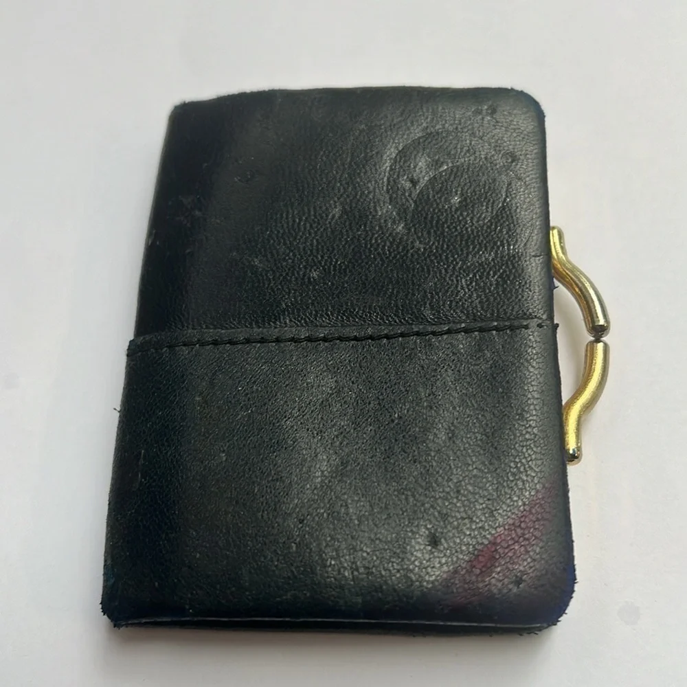 Vintage Dark Navy Leather Small Kisslock Wallet